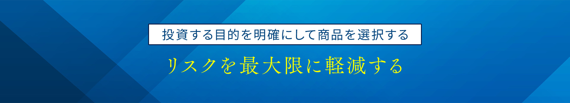 投資する目的を明確にして商品を選定する。選択する前にプロに相談し、リスクを最大限に軽減する